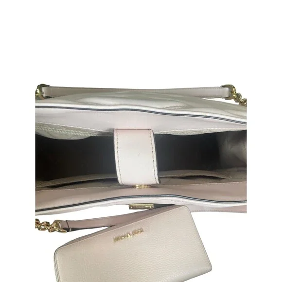 MICHAEL KORS Serena Large Shoulder Tote Blush Pink Gold Hardware With Wallet - Picture 5 of 16
